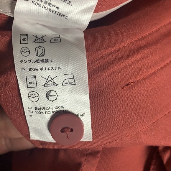 H&m dark peach dress pants with belt/buttons design size 4 - Picture 11 of 15